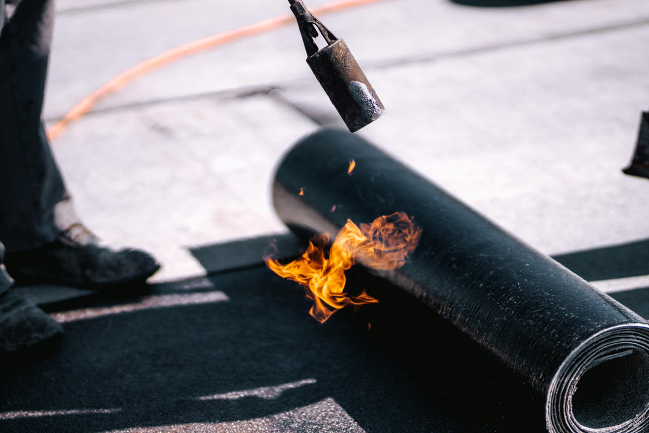 Torch applied membrane work